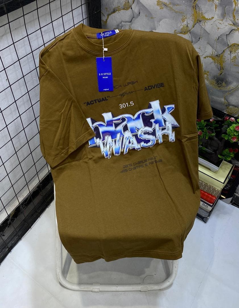 Olive t-shirt with Black Wash stylized text and additional phrases graphic.