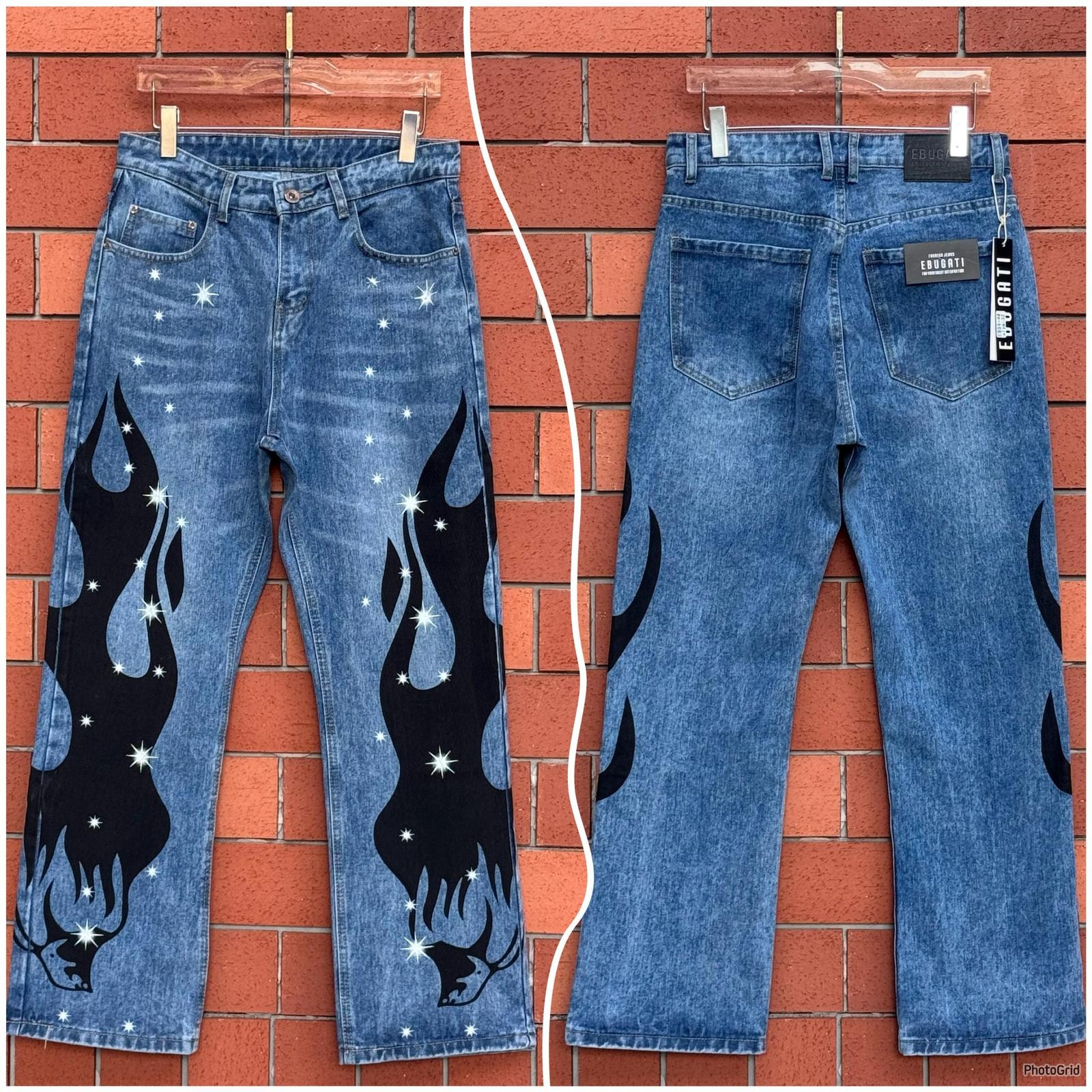Blue Cosmic Flame Jeans