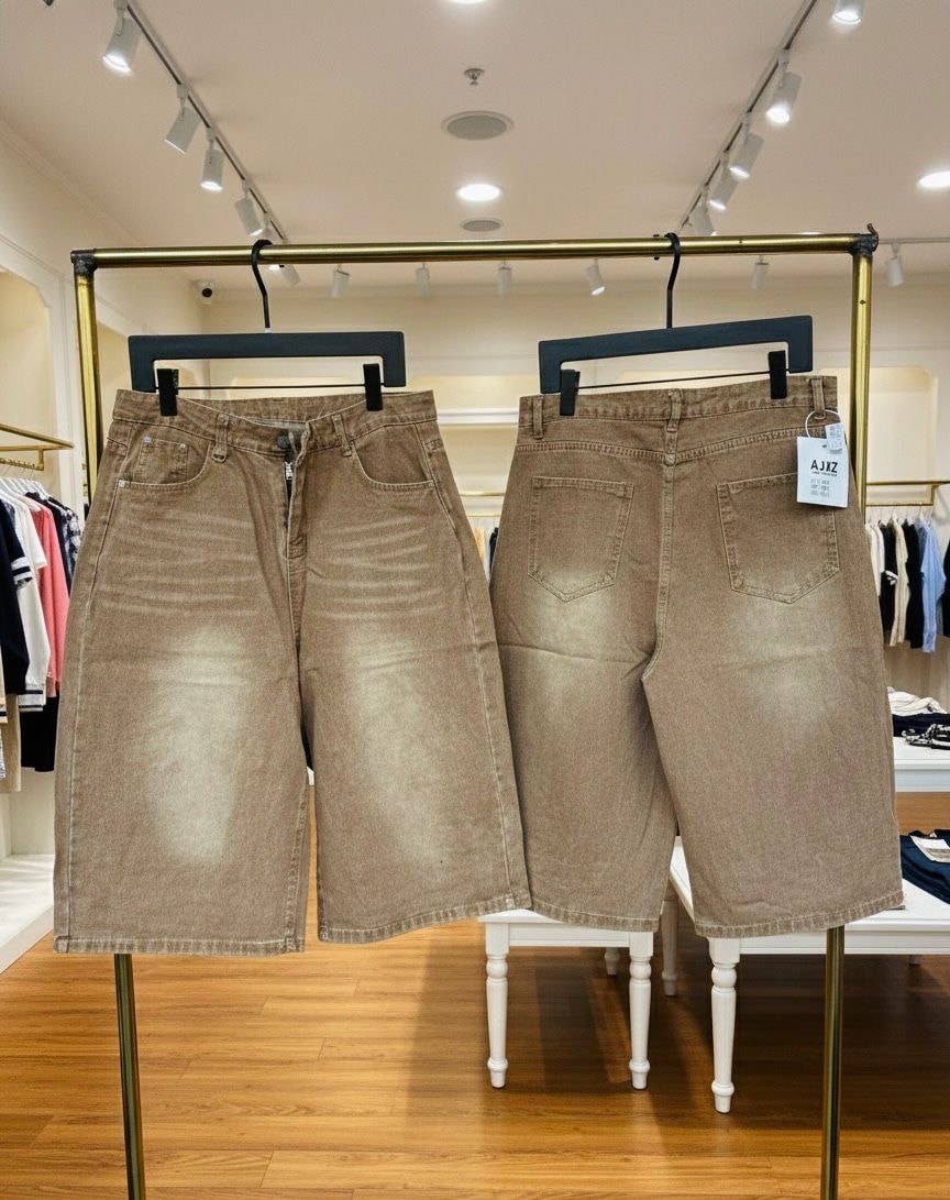 Washed Brown Denim Jorts