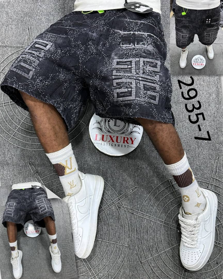 Black Monogram Washed Denim Jorts