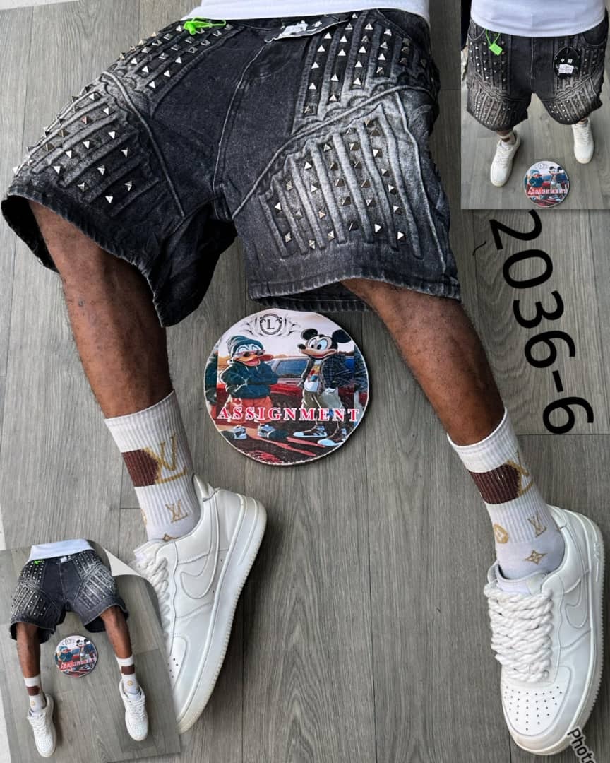 Studded Washed Black Denim Jorts