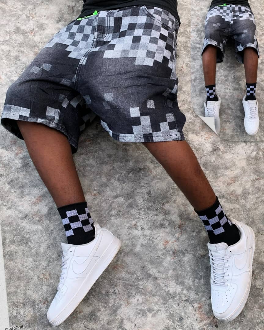 Faded Checkerboard Denim Jorts
