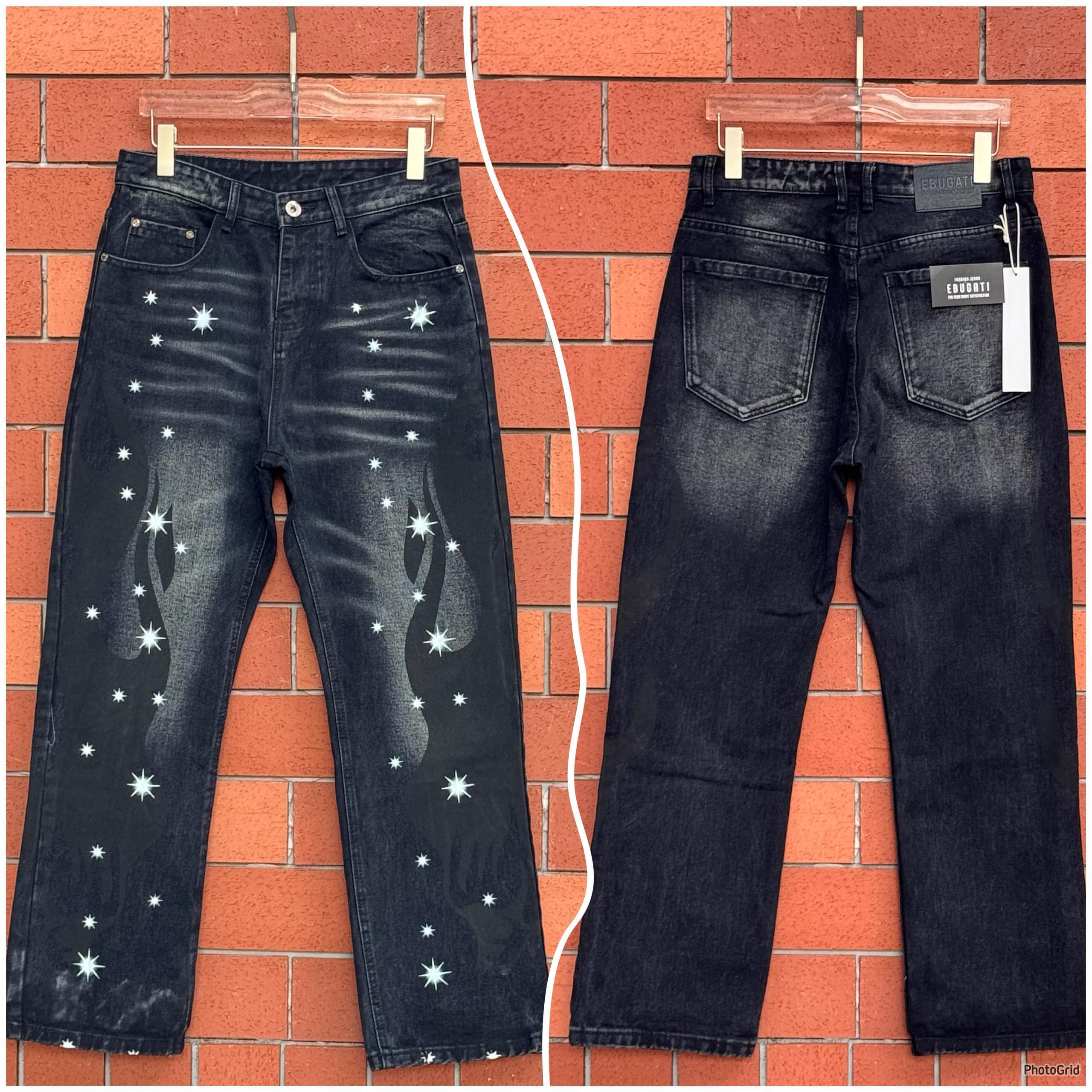Black Star Flame Washed Jeans