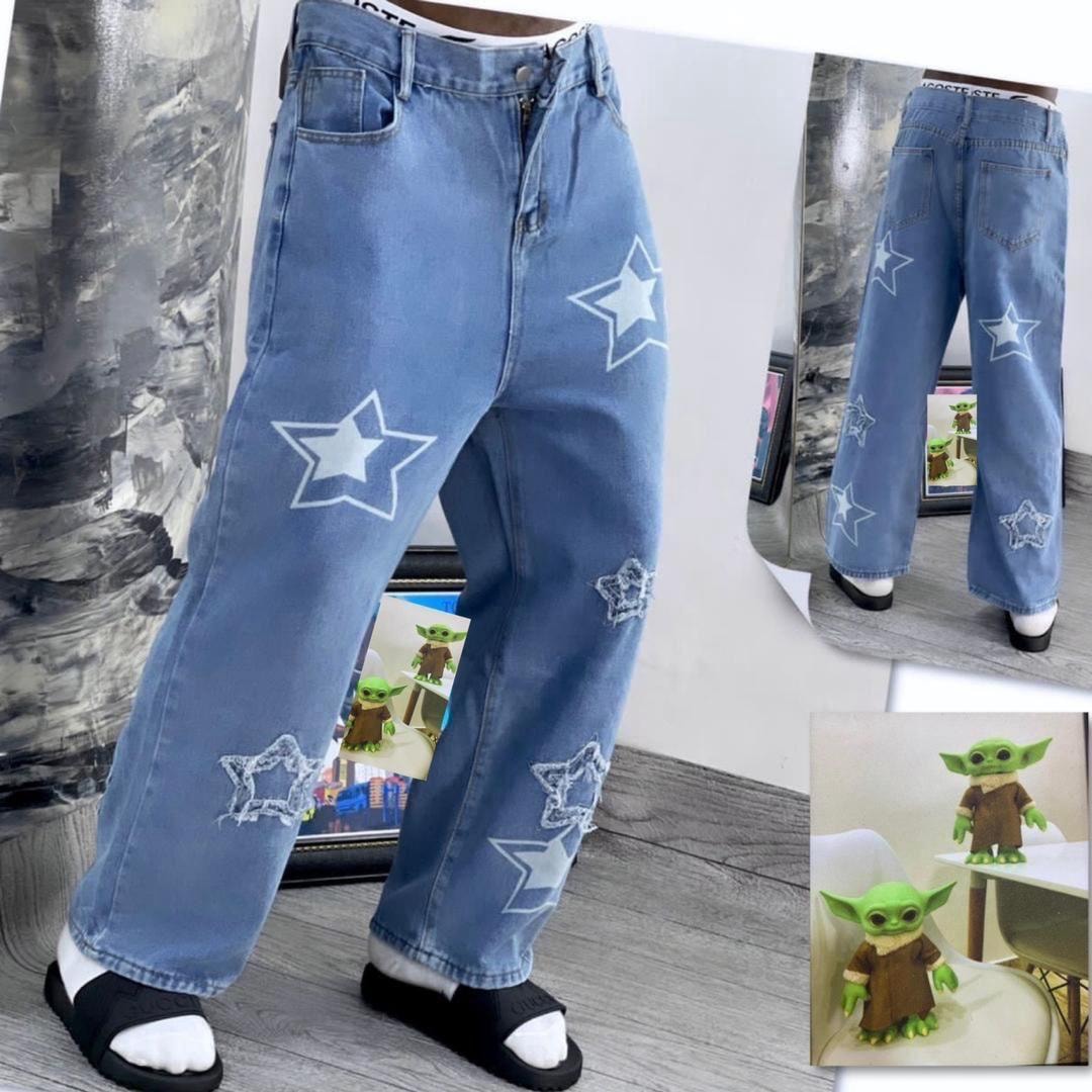 Light Blue Star Patch Distressed Jeans