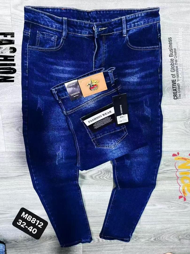 Deep Blue Distressed Slim Jeans