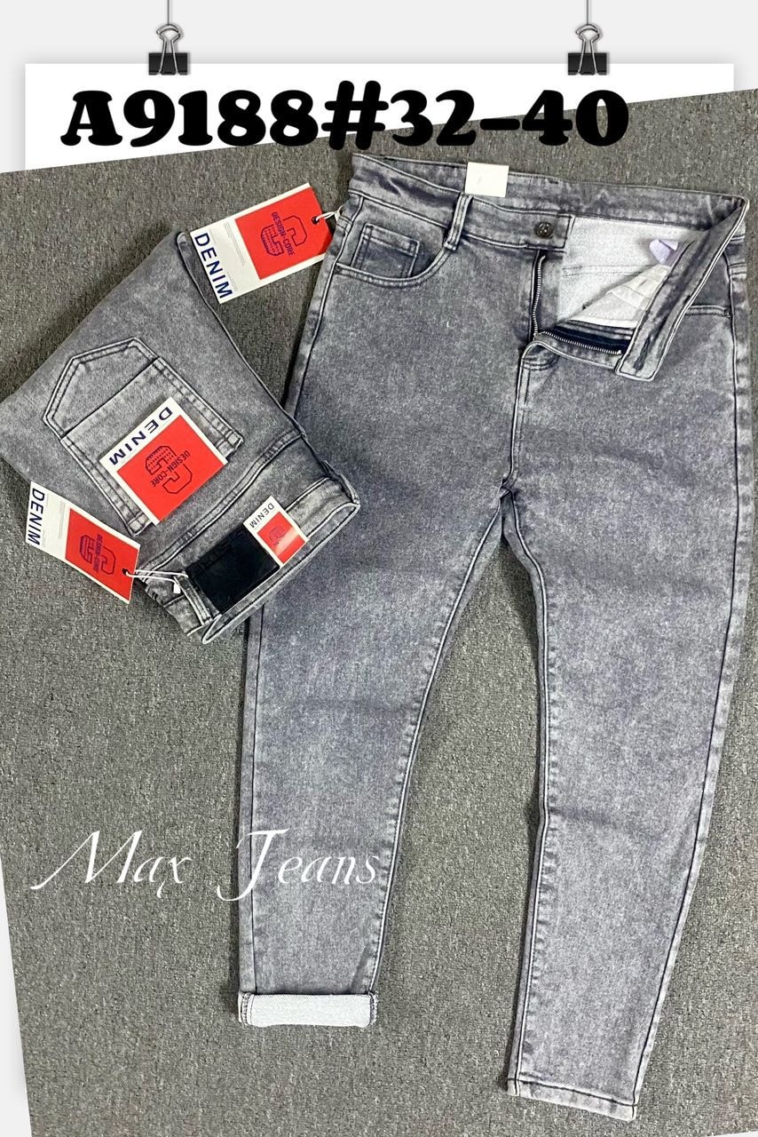 Grey Acid Wash Slim Jeans