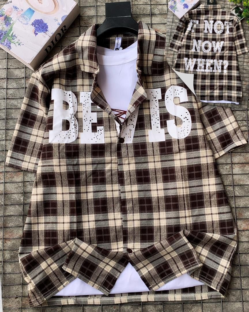 Statement brown plaid overshirt 