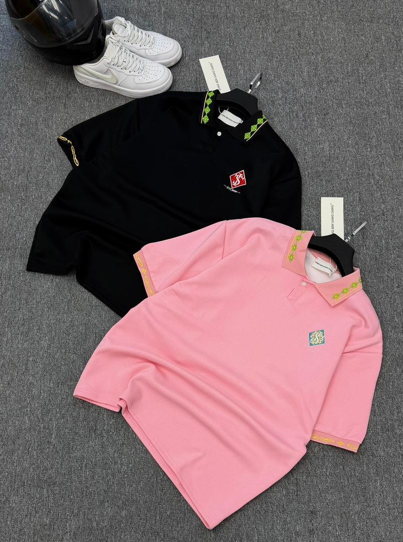 Embroidered Collar Polo Shirt