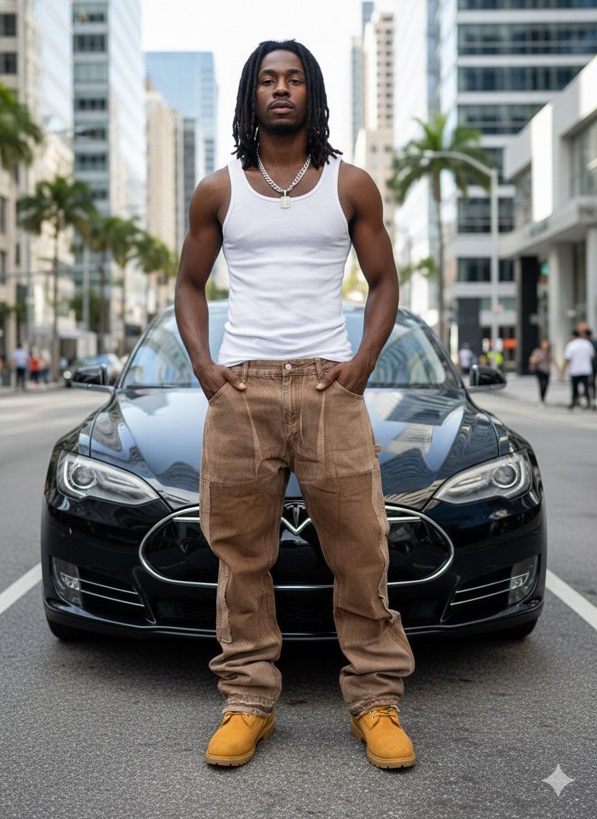 Tan Utility Cargo Jeans