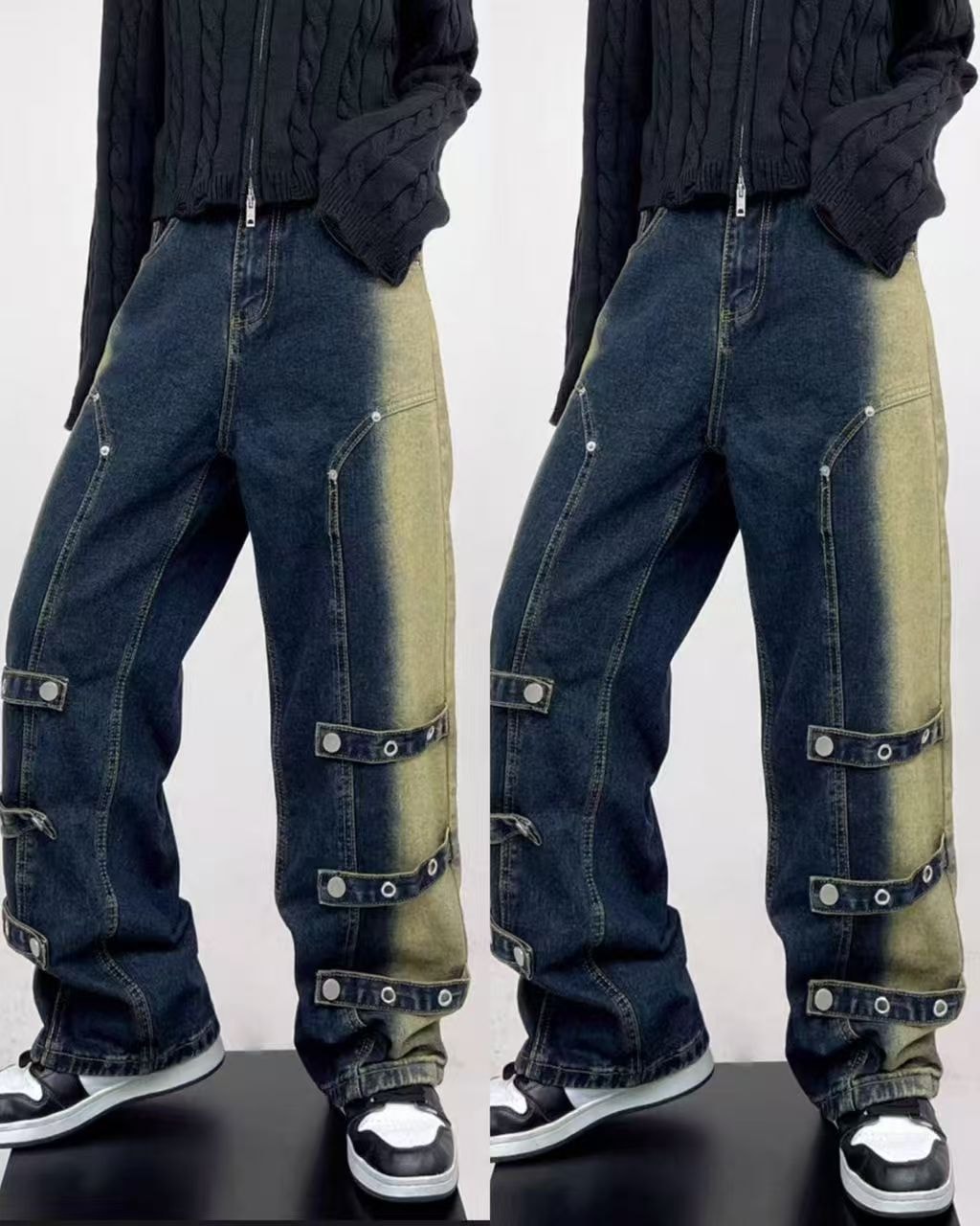 Two-Tone Panel Cargo Jeans
