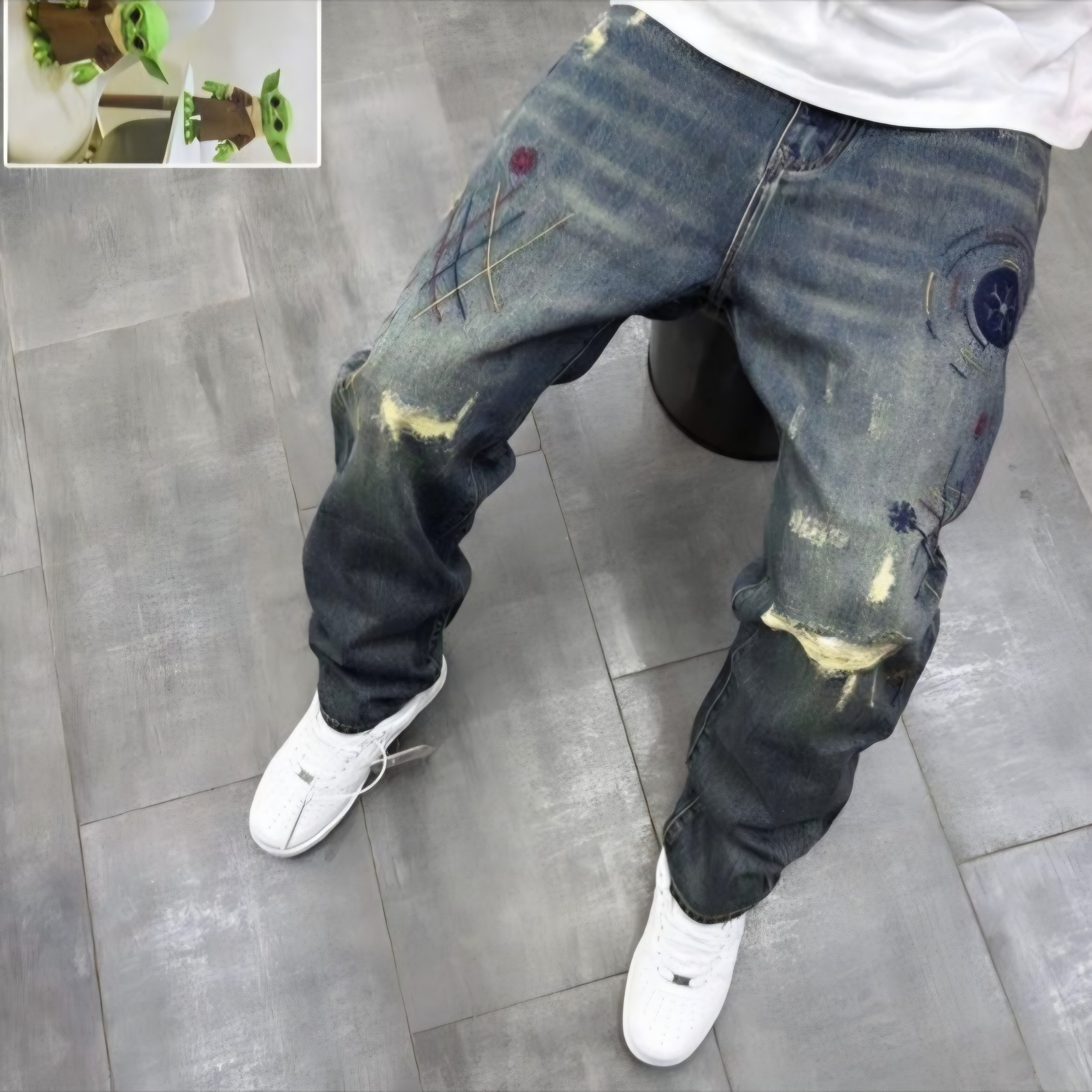 Artistic Distressed Denim Jeans