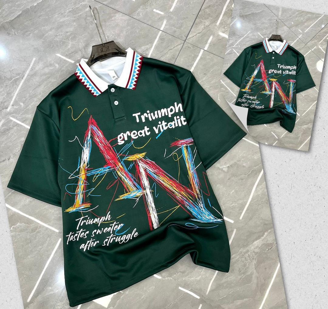 Green Abstract Graphic Polo