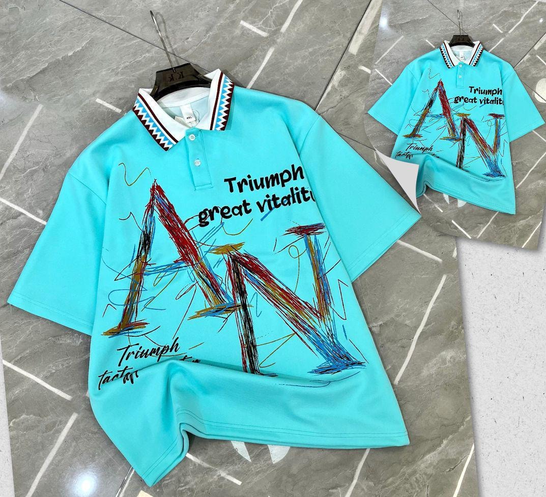 Aqua Abstract Graphic Polo