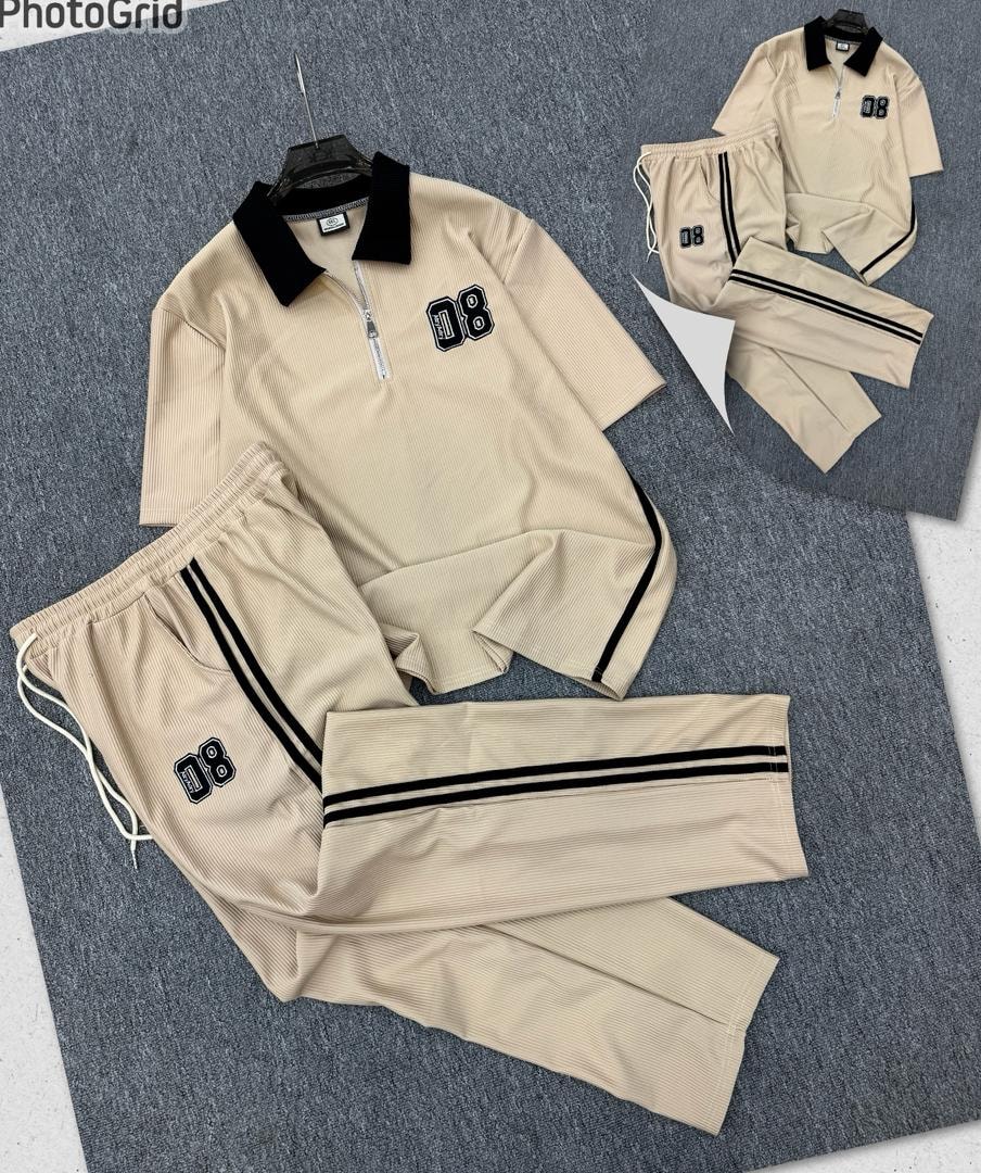 Zero Eight Luxe Polo Set ( beige)