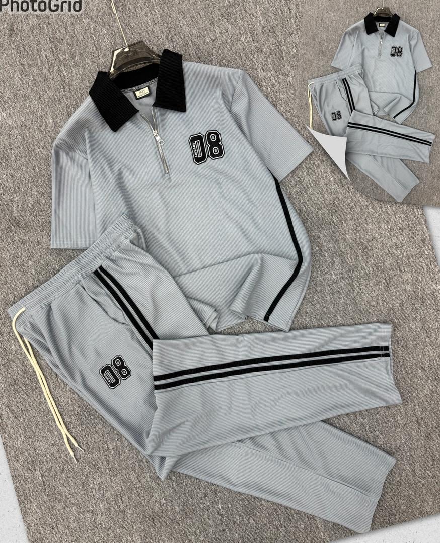 Zero Eight Luxe Polo Set ( silver grey)