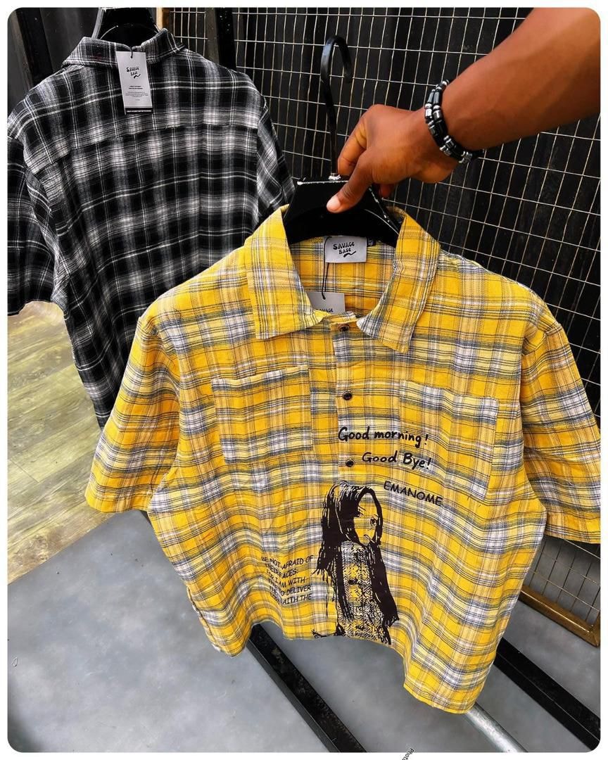 Graphic plaid overshirt