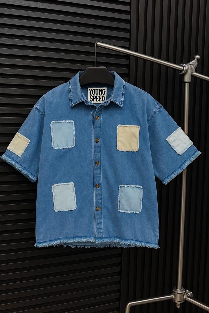 Signature Patchwork Denim Shirt – Blue Edition