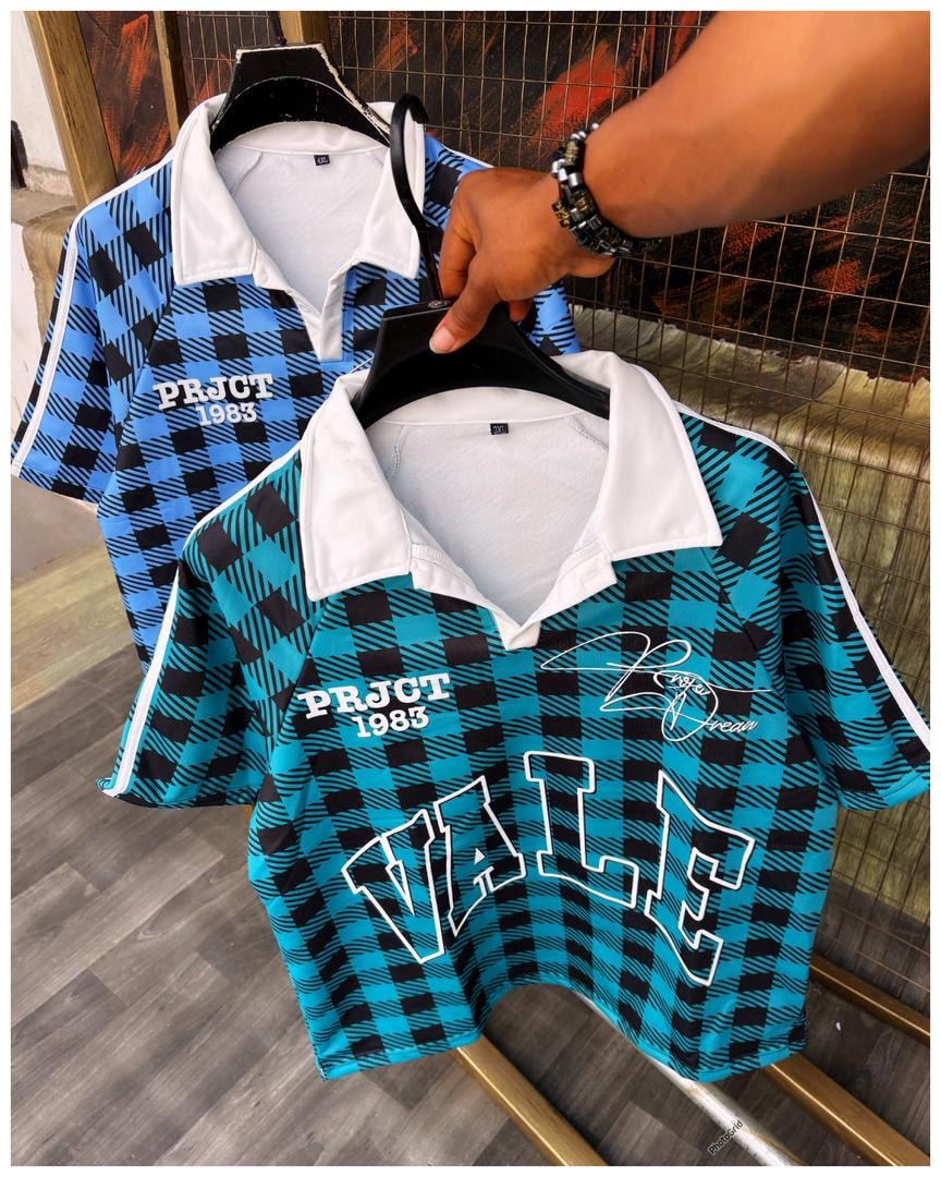 PRJCT 1983 Checkered Polo —  Turquoise Series