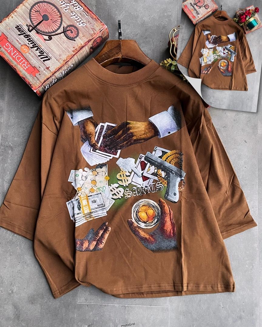 Hustle Saints Cropped Tee – Brown