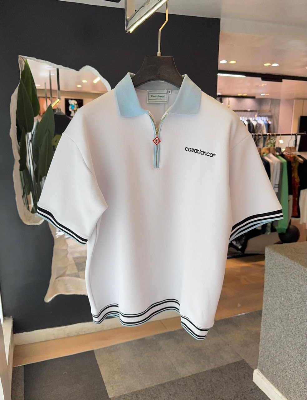 Casablanca Luxe Half-Zip Polo – White