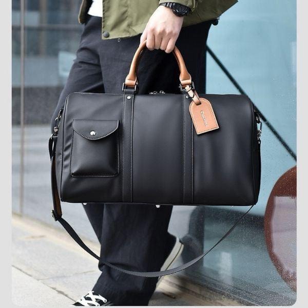 Leather-Trim Duffle Bag