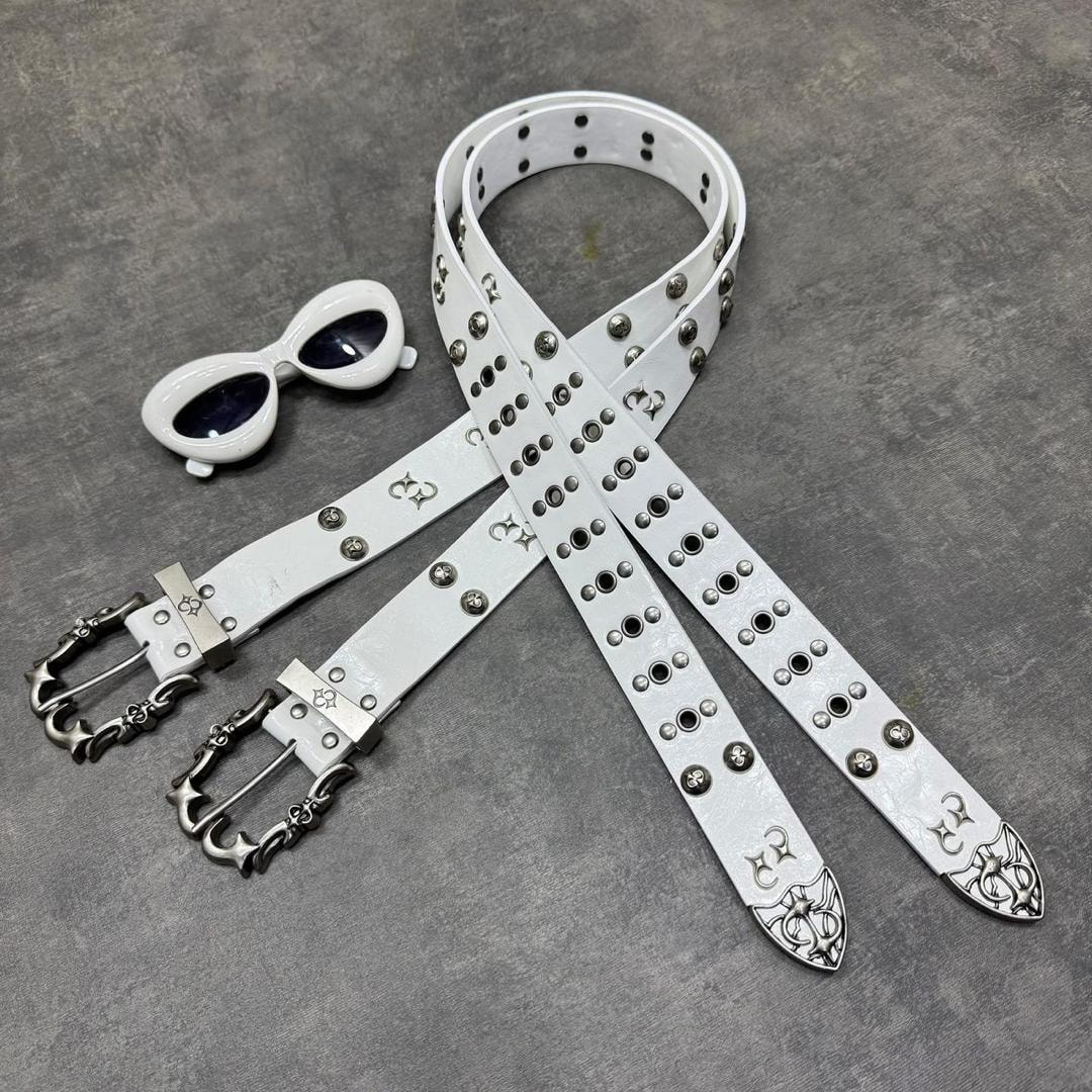Gothic Metal Stud Belt - White