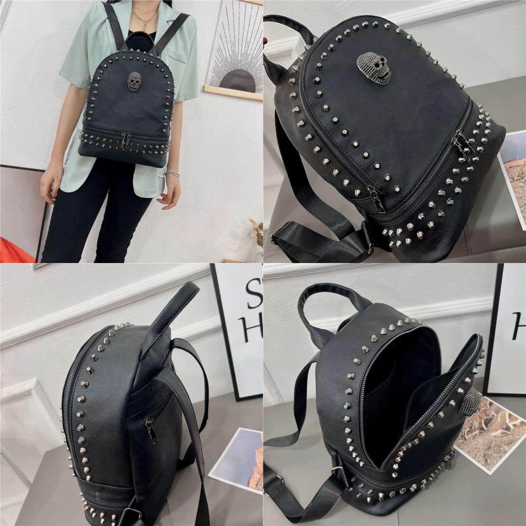 Gothic Studded Skull Backpack