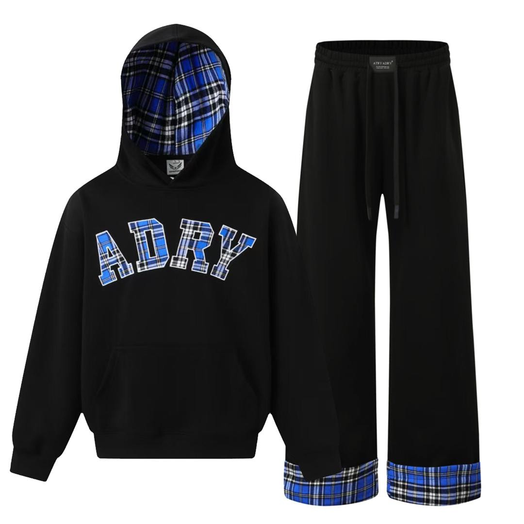 ADRY Plaid Accent Two-Piece Set | Black 