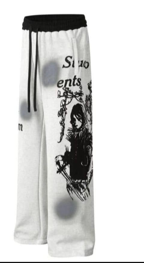 Gothic Graphic Wide-Leg Sweatpants