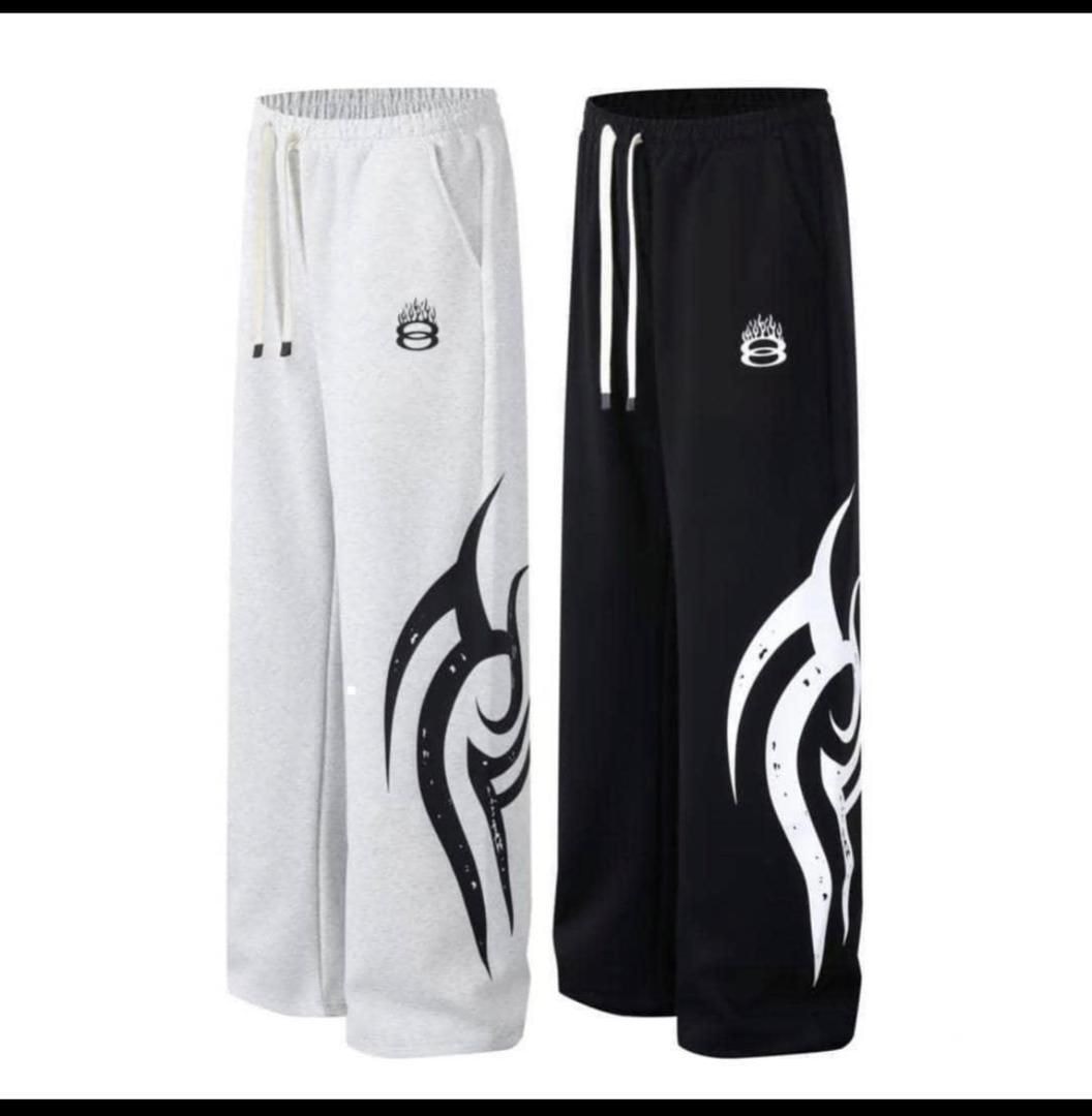 Flame Crown Wide-Leg Sweatpants