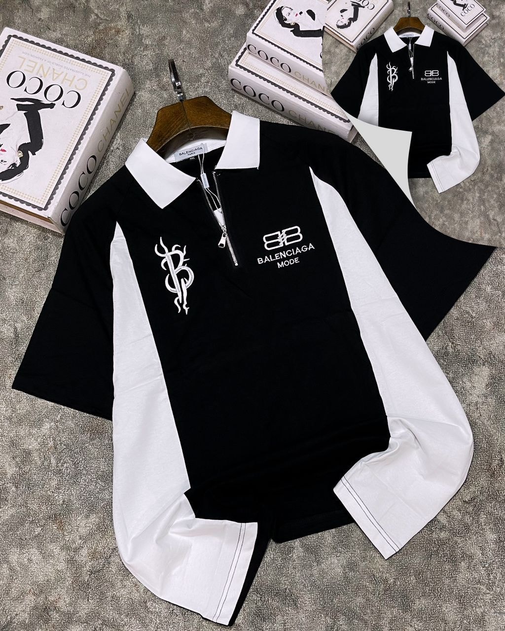 Balenciaga Black Quarter-Zip Polo