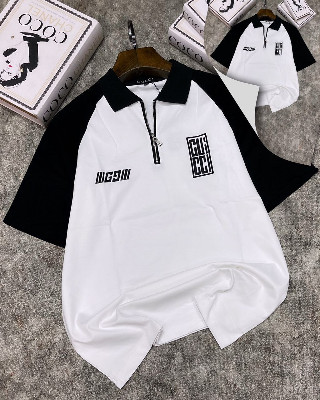 Luxury Monochrome Zip Polo