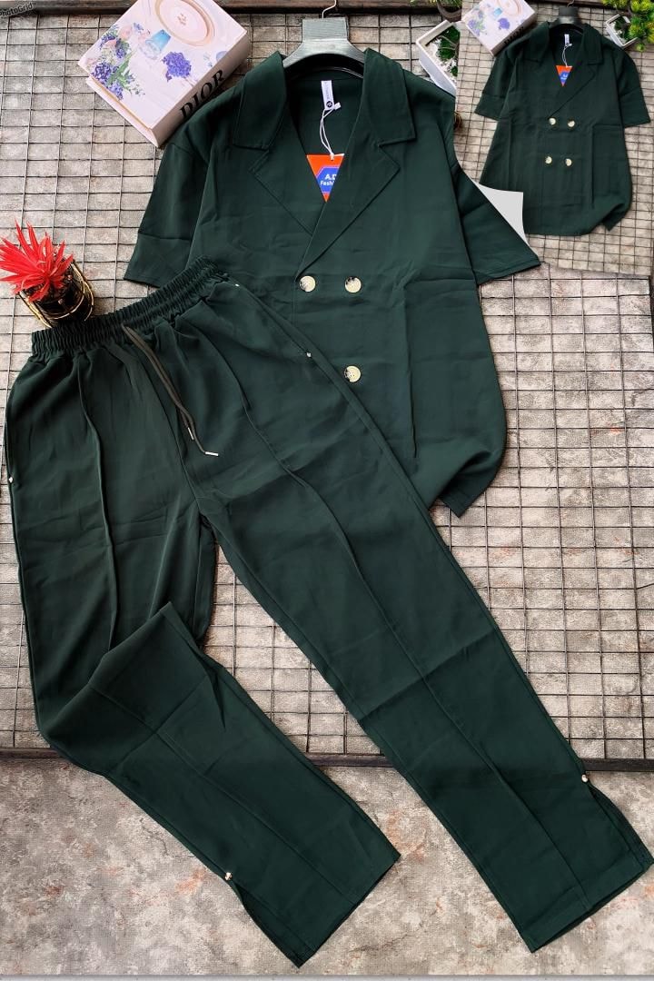 Blazer-Style Two-Piece Set | Forest Green