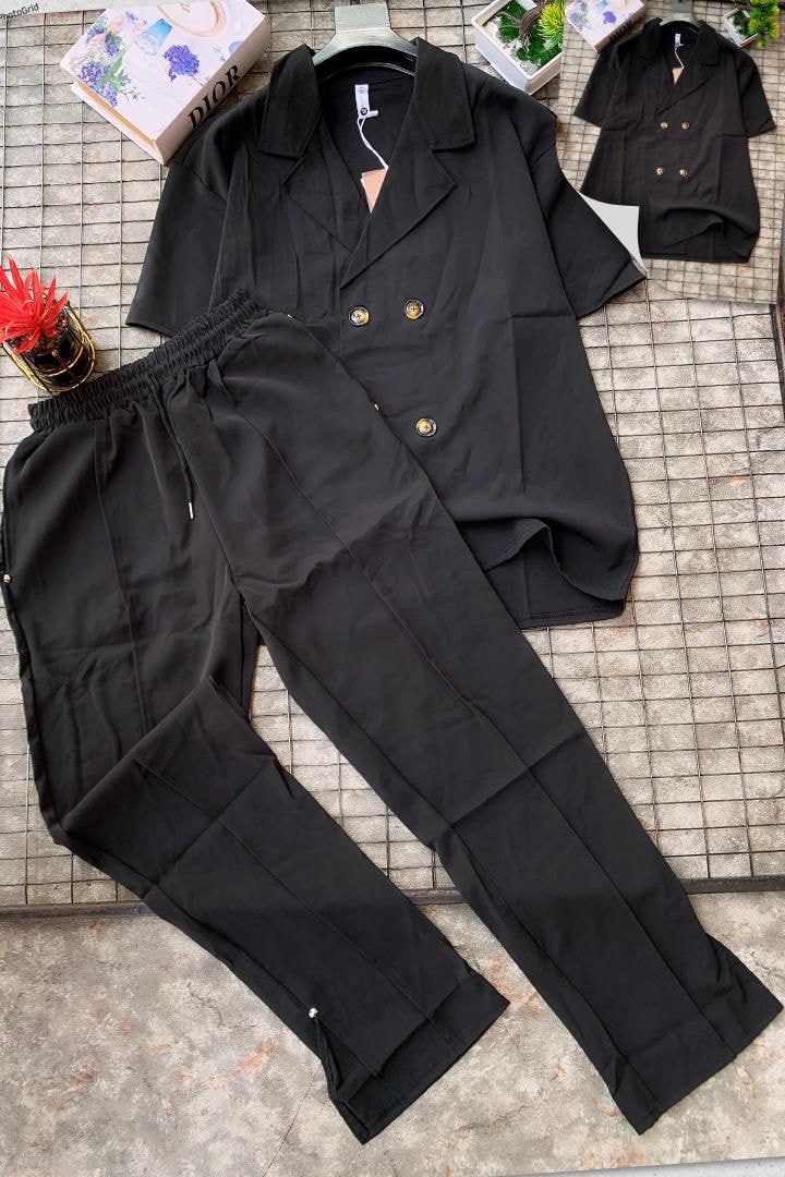 Blazer-Style Two-Piece Set | Black