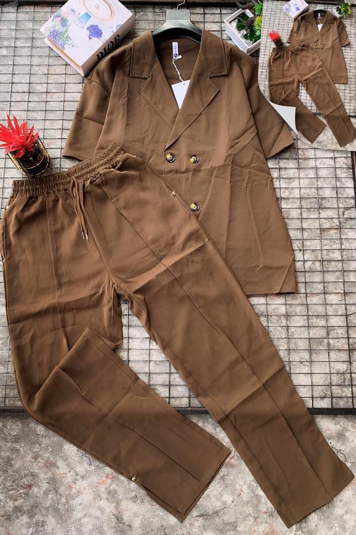 Blazer-Style Two-Piece Set | Brown
