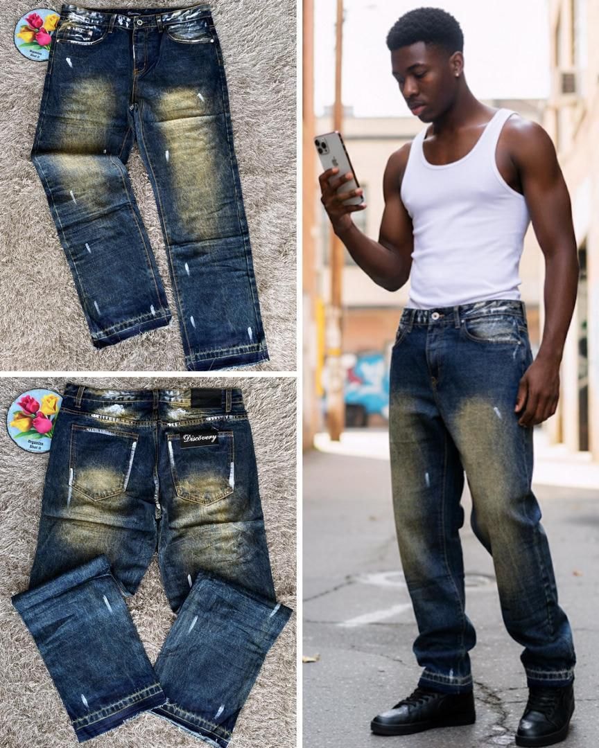 "Raw Discovery" Earth-Tinted Relaxed Jeans