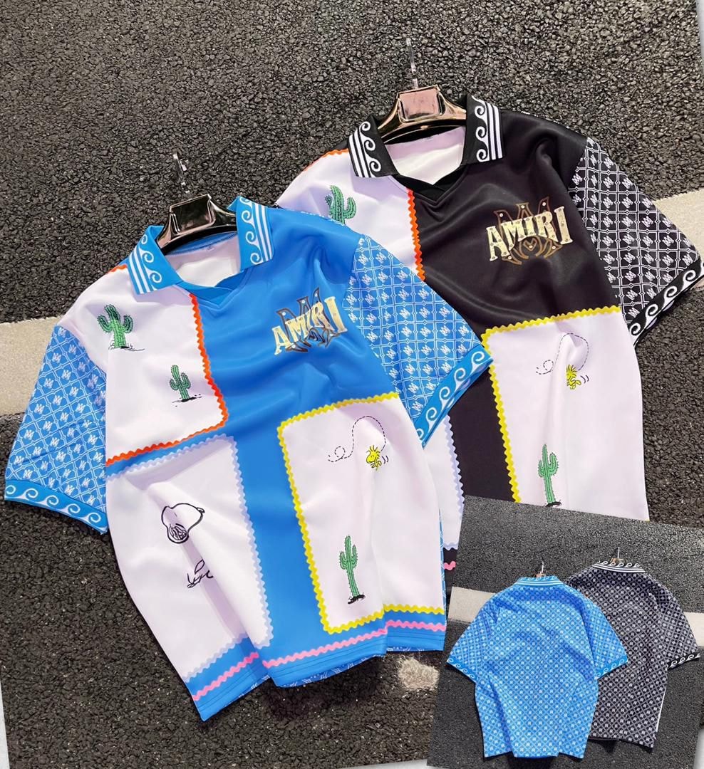 Amiri Desert Mirage Polo— Blue|Black