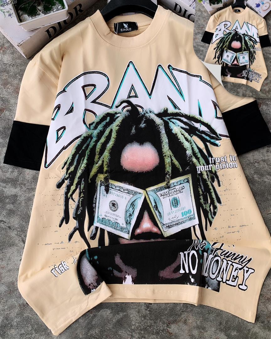 BRAND x Money Two Toned Sleeve Tee – Beige