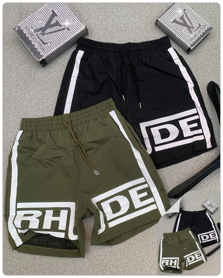 RHUDE Side-Stripe Shorts – Olive/Black