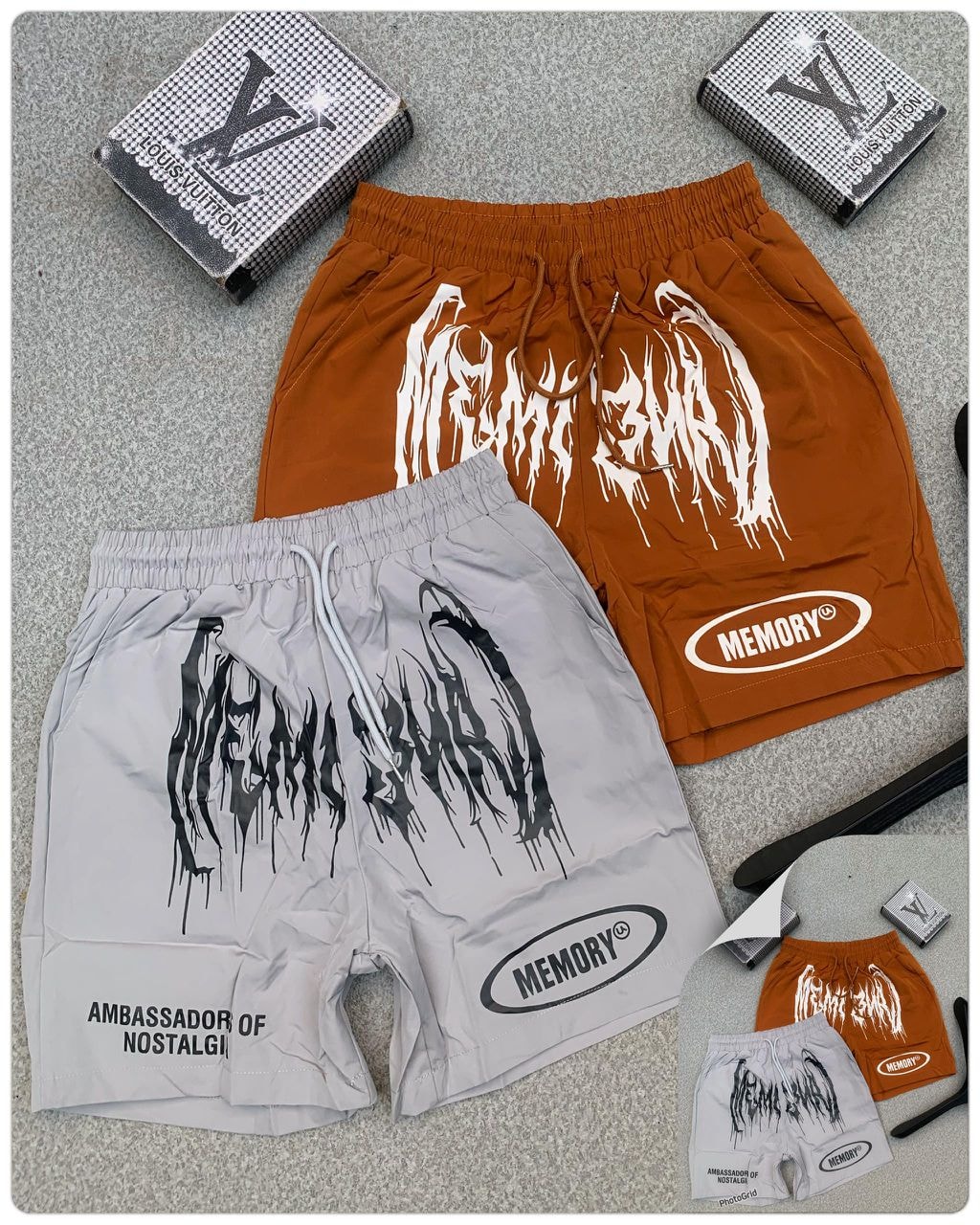 Nostalgia Graphic Shorts – Brown/Grey