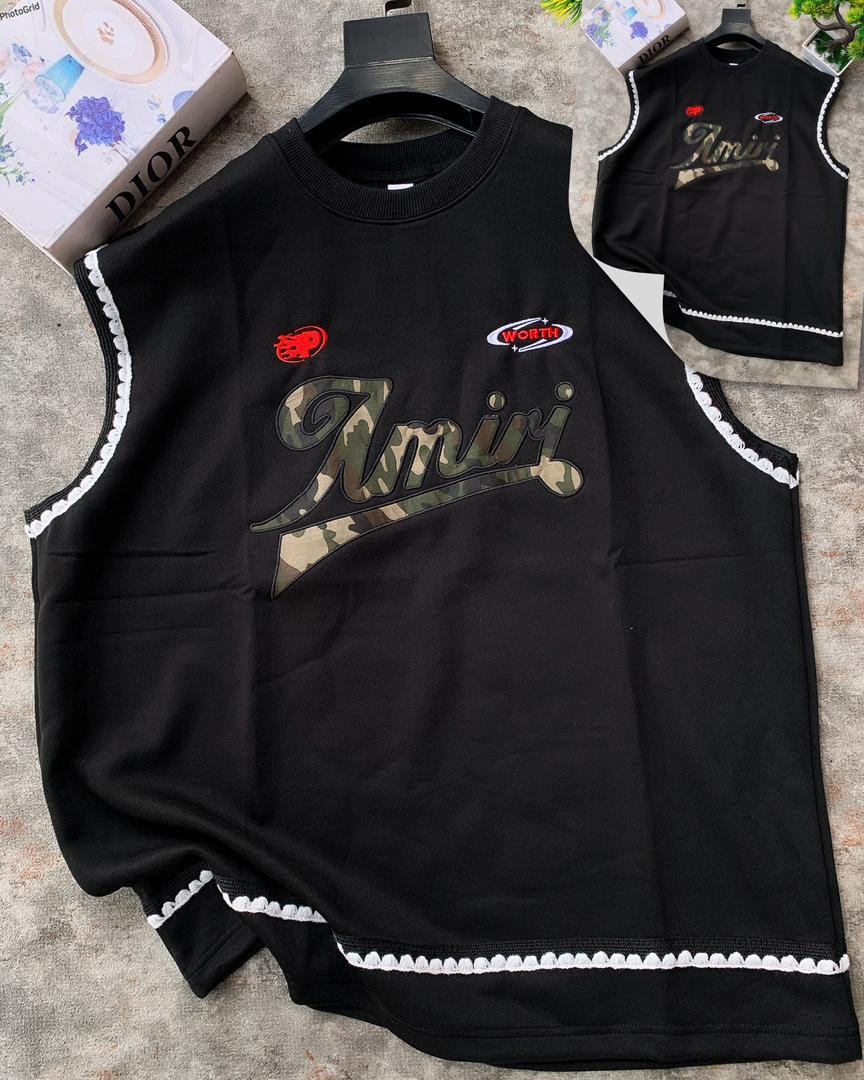 Amiri Camo Script Vest — Black