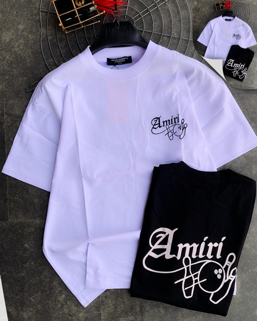 The Amiri Strike Bowling Tee – White | Black