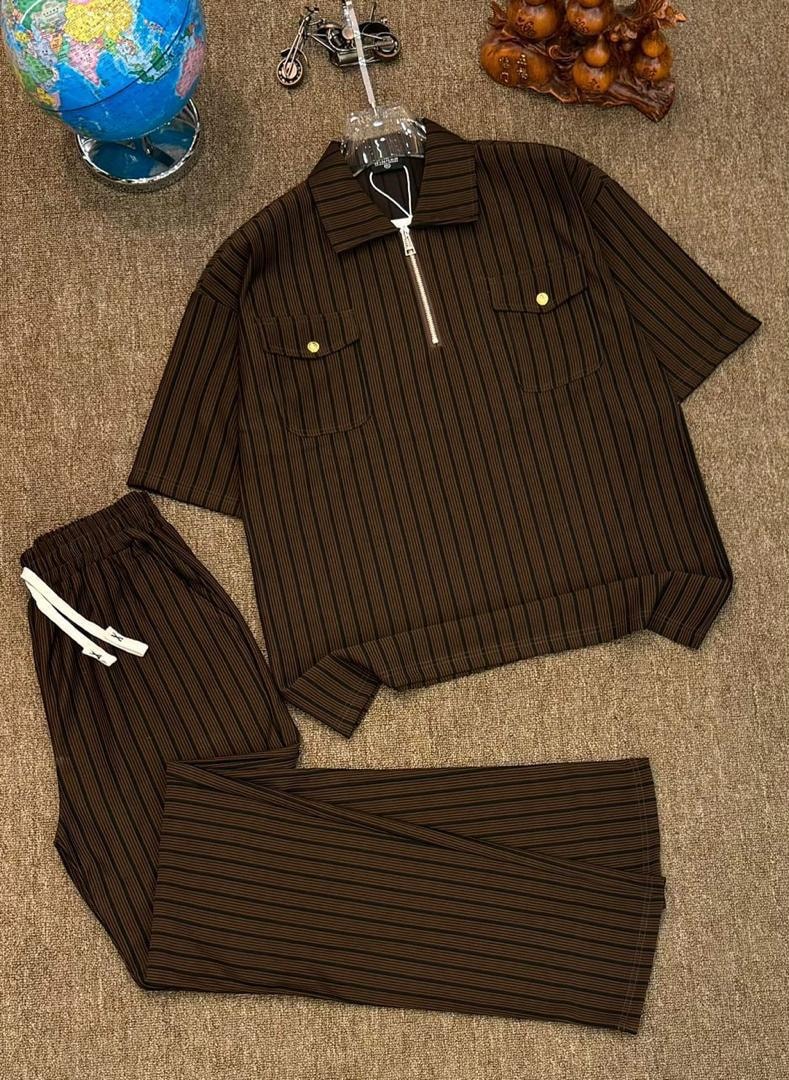 Rich Brown Pinstripe Set