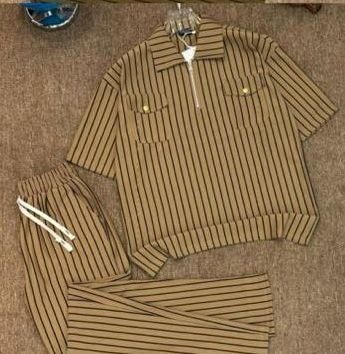 Warm Beige Pinstripe Set