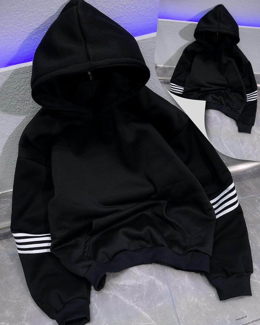 Midnight Horizon Striped Hoodie (Black)
