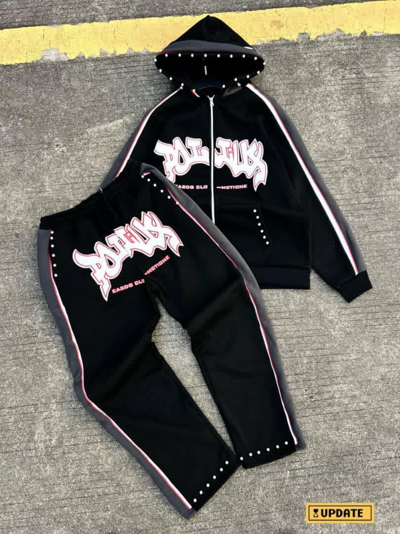 The Rebel Studded Zip-Up Set (Black)