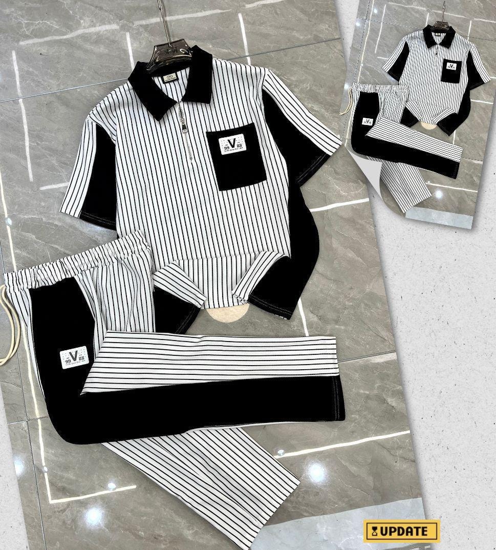 Monochrome V-Stripe Lounge Set