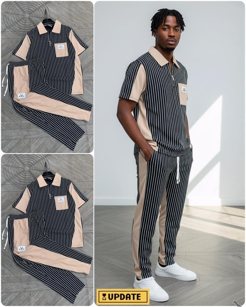 Beige  V-Stripe Lounge set