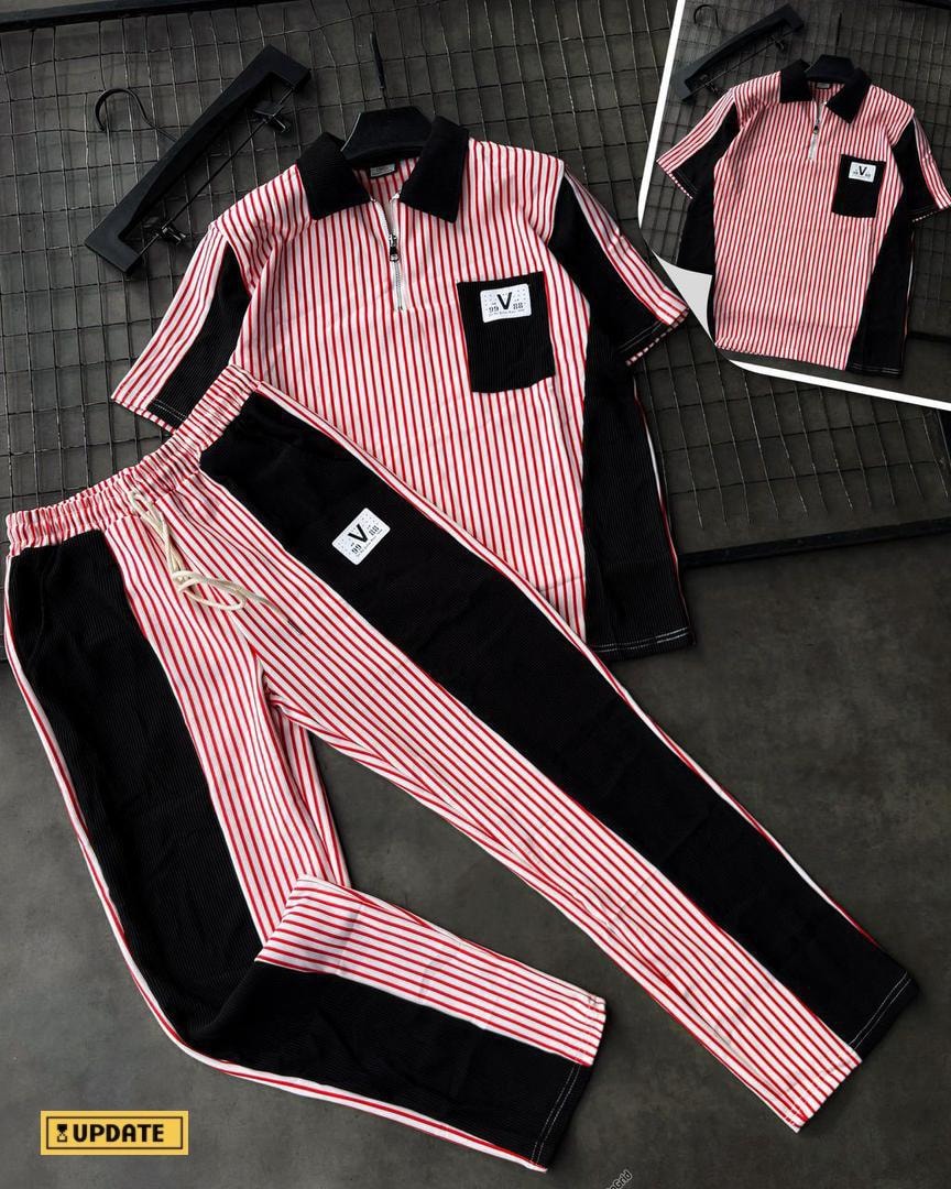 Pink V-Stripe Lounge Set