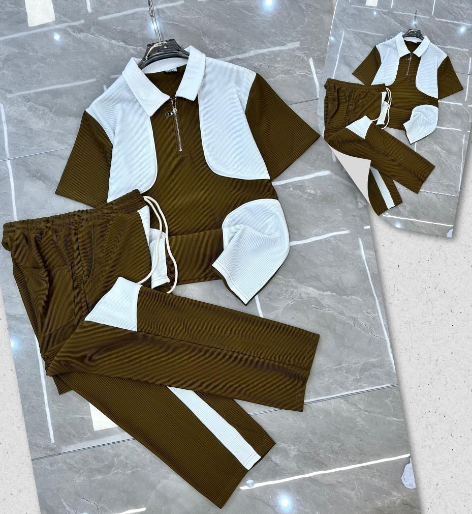 The Mocha Panel Ribbed Coord Set